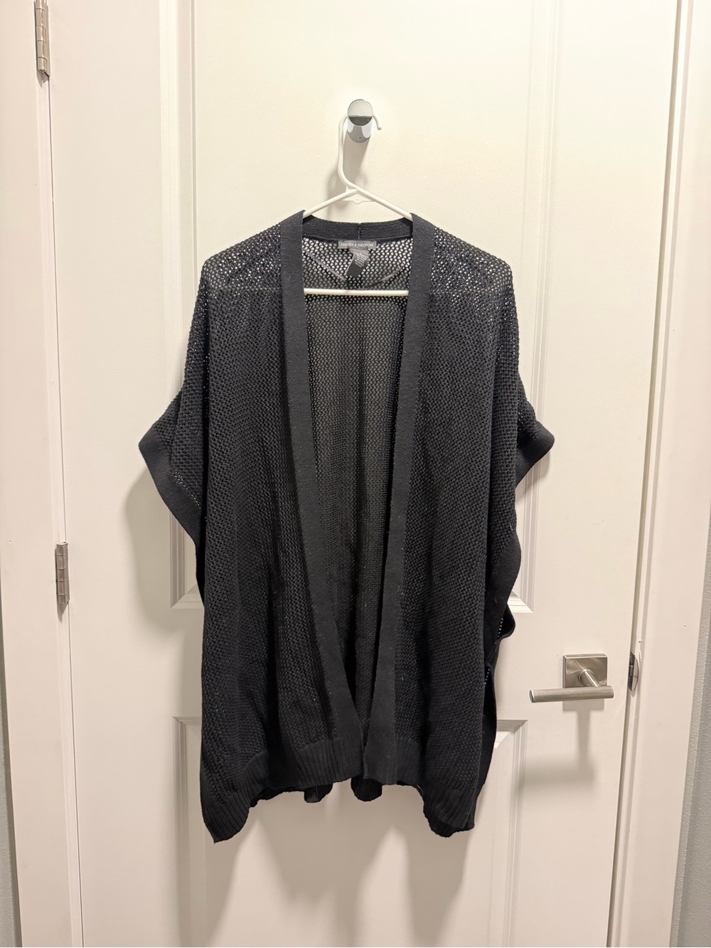Chelsea & Theodore Open-Front Knit Cardigan - Charcoal Gray